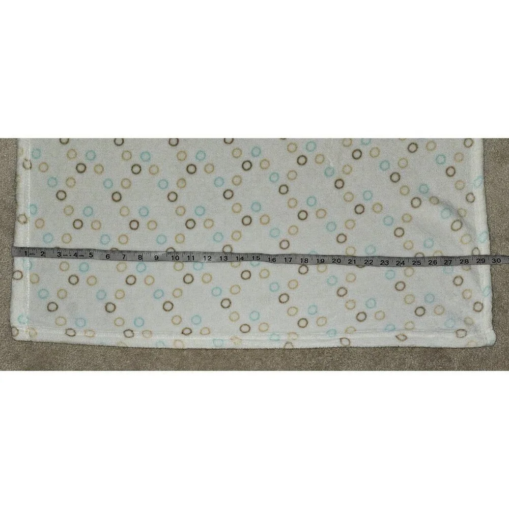 Cream Fleece Baby Blanket Brown Blue Tan Circles Dot 30